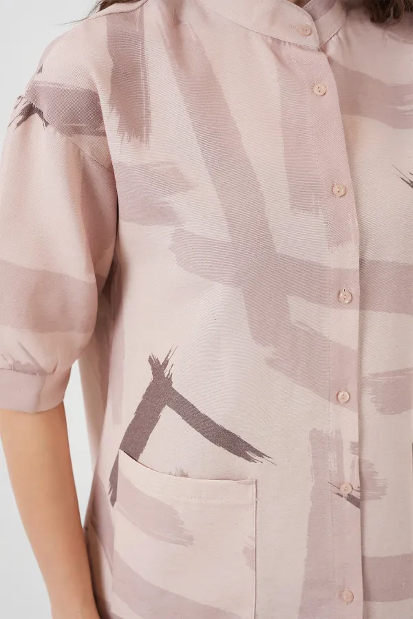 Chemise oversize à motifs beige 20226