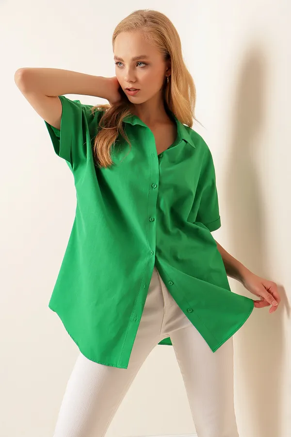 Chemise oversize à manches courtes 20120 - Verte