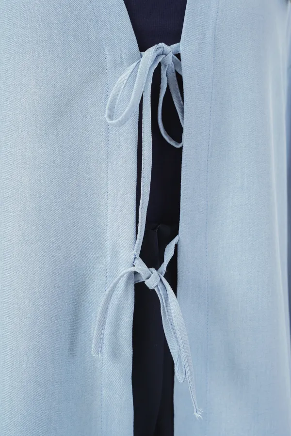 Keten Tesettür Kimono 5968 - Mavi