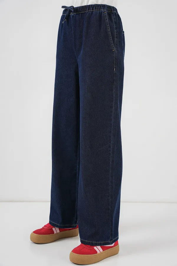 Kadın Geniş Paça Kot Pantolon 6706 - Lacivert
