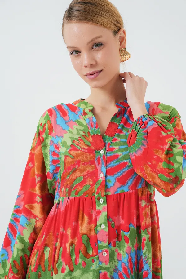 Robe hijab à motifs authentiques 2423 - L. Rouge