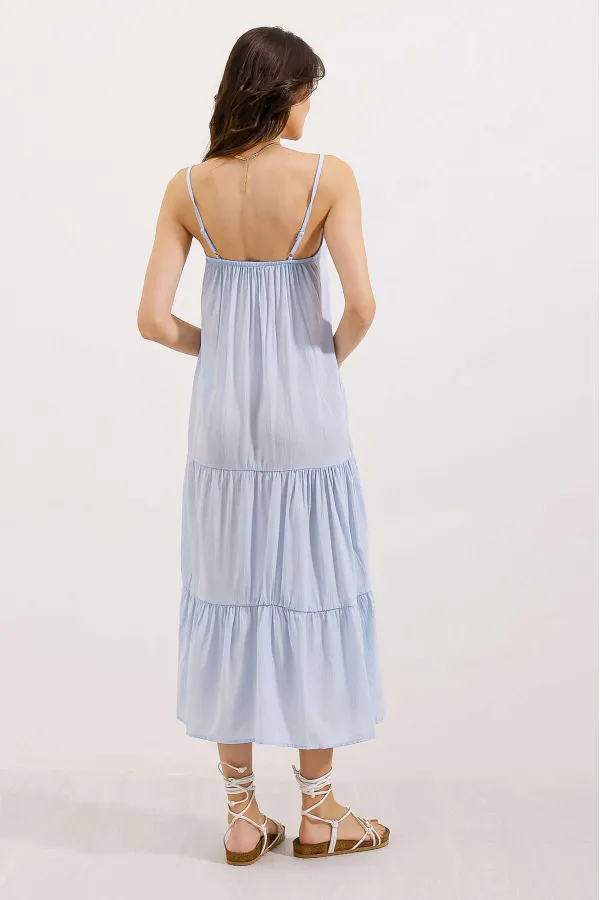 Robe midi à bretelles 2403 - Bleue