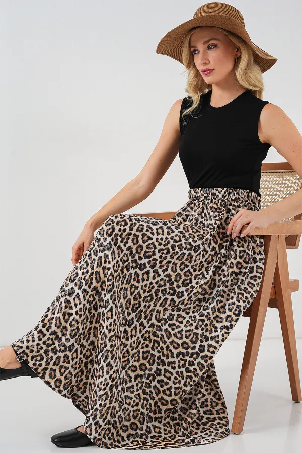 Kadın Uzun Ayrobin Etek 8050 - C. Kahverengi