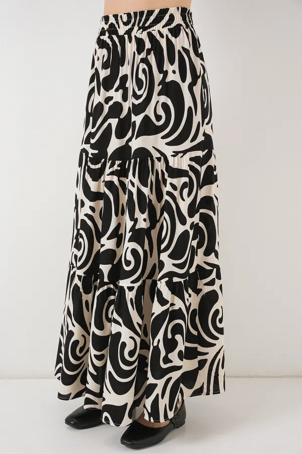 1898 Desenli Uzun Etek - C.Siyah