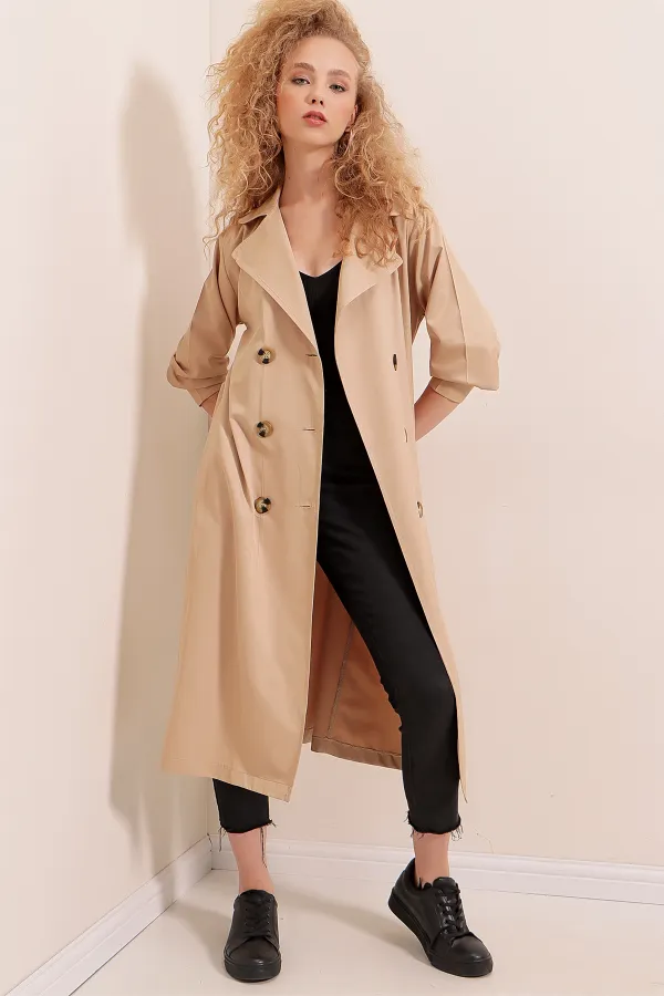 5853 Double-breasted Trench Coat - Mink