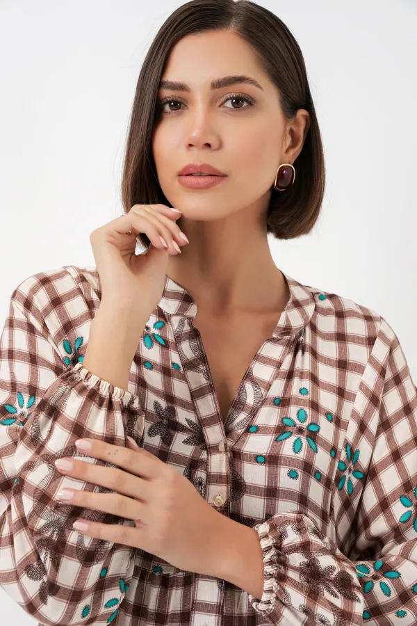 Robe longue hijab à motifs pour femme 2585 - A.Taba