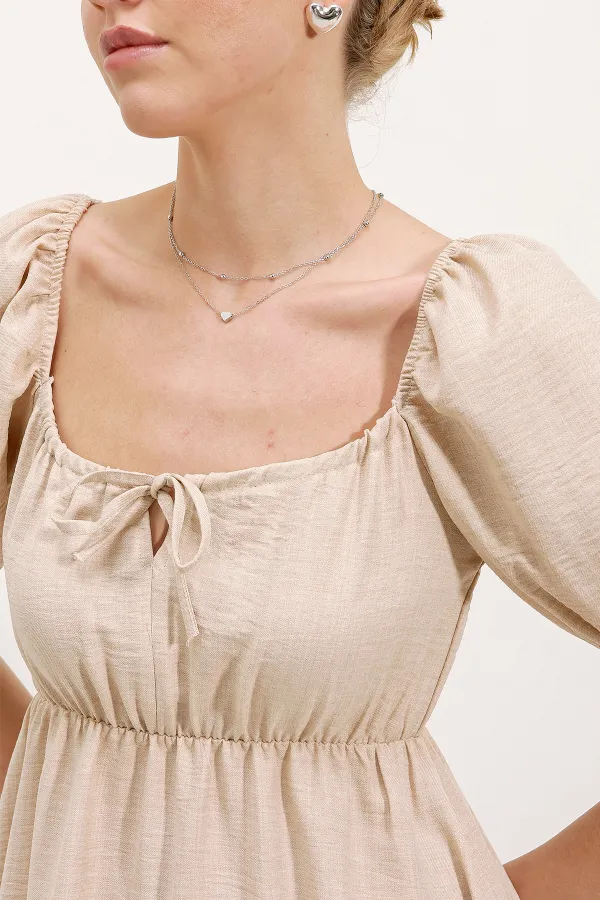 Robe évasée en popeline 2351 - Crème