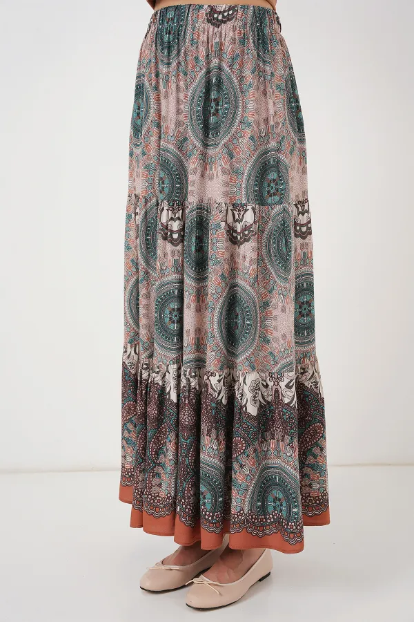 Jupe longue à motifs 1898 - Vert émeraude