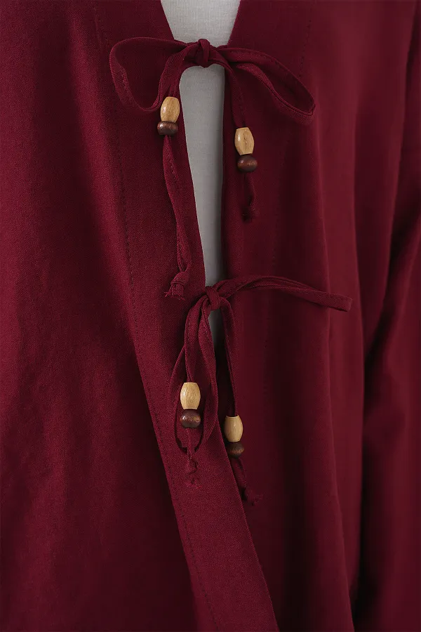 Kadın Keten Kimono İkili Takım 6727 - Bordo