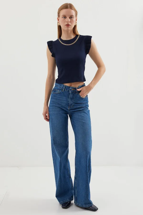 Chemisier tricoté 0430 - Bleu marine