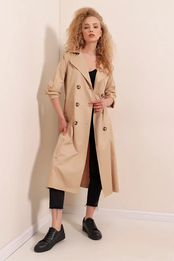5853 Double-breasted Trench Coat - Mink