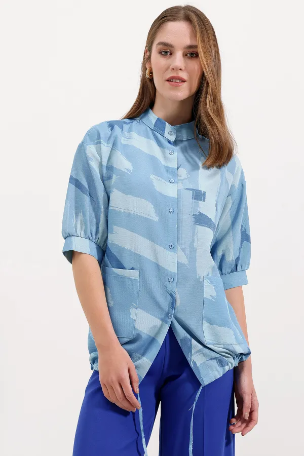Chemise oversize à motifs 20226 - Bleue