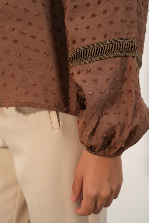 Kadın Oversize Desenli Gömlek 20379 - Taba Kadın Oversize Desenli Gömlek 20379 - Taba