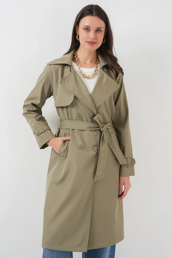 5918 Double-Breasted Trench Coat - Light Green