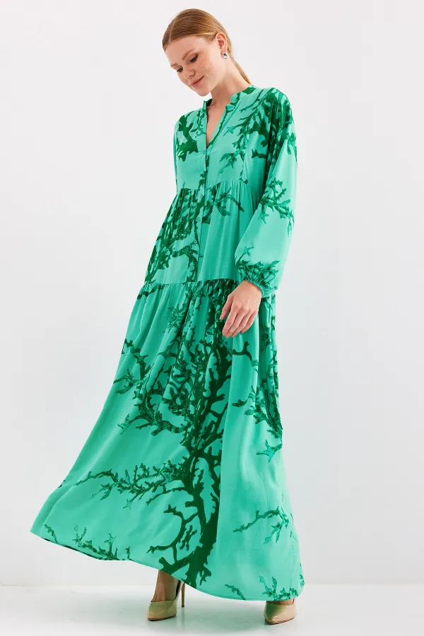 Robe hijab en viscose vert foncé pour femme 2423