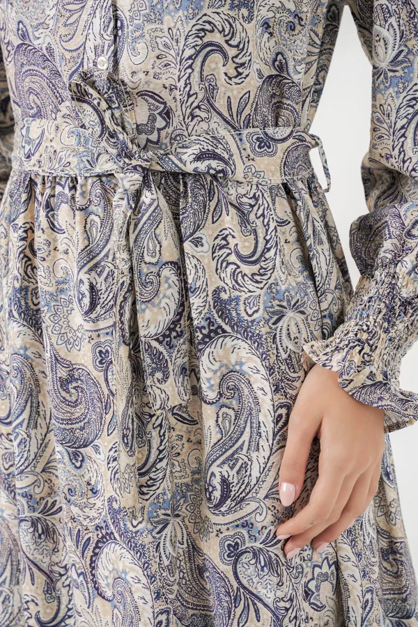 Robe hijab ceinturée pour femme 2589 - Pierre