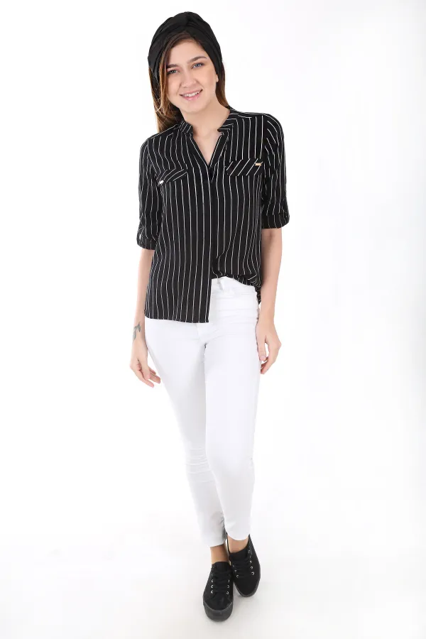 3455 Striped Shirt - Black