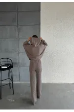 Kapşonlu Triko Takım 1509 Vizon