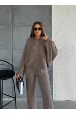 Kapşonlu Triko Takım 1509 Vizon