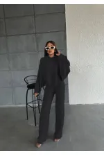 Kapşonlu Triko Takım 1509 Siyah