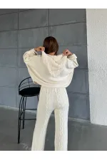 Kapşonlu Triko Takım 1509 Ekru