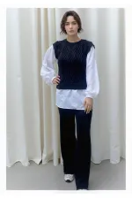 Shirt Detail Knit Set - 1561 Black