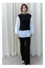 Shirt Detail Knit Set - 1561 Black