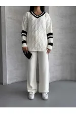 Garnili Triko Takım - 1564 Beyaz