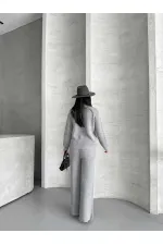 Düğme Detay Triko Takım 1565 - Gri