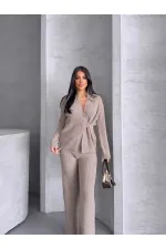 Button Detail Knit Set 1565 - Mink