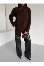 Pull à col châle 1574 Marron