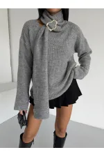 Pull à col châle 1574 Gris