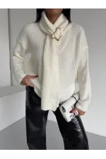 Pull à col châle avec accessoires 1574 Bone