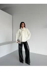 Pull à col châle avec accessoires 1574 Bone