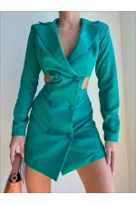 Side Detail Short Dress - Green