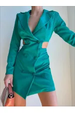 Side Detail Short Dress - Green