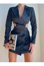 Yan Detay Şort Elbise - Siyah