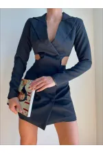 Yan Detay Şort Elbise - Siyah