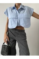 Chemise à poches - Bleue