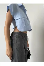 Chemise à poches - Bleue