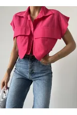 Cep Detay Gömlek - Fuşya
