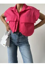 Cep Detay Gömlek - Fuşya