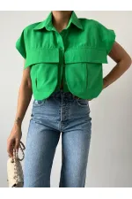 Cep Detay Gömlek - Yeşil
