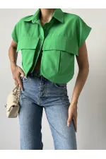 Cep Detay Gömlek - Yeşil