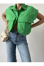 Cep Detay Gömlek - Yeşil