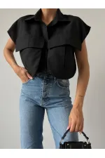 Cep Detay Gömlek - Siyah