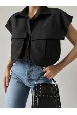Cep Detay Gömlek - Siyah