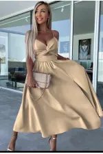 Askılı Elbise - Bej
