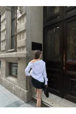 Kayık Yaka Gömlek - Beyaz