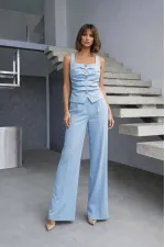 Ensemble gilet et pantalon à détail avant - Bleu